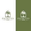 palmetto and home logo design vector