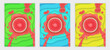 Juicy watermelon poster. Illustrations of summer berries, flowing juice, set of different backgrounds yellow, green, blue