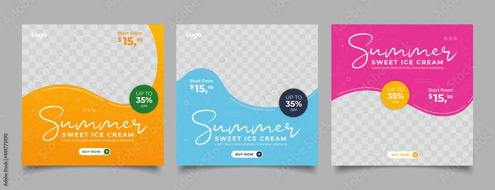 Special ice cream menu promotion social media post banner template - obrazy, fototapety, plakaty 
