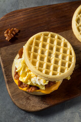 Sticker - Homemade Healthy Waffle Breakfast Egg Sandwich