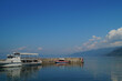Krajobraz na jezioro Ochrydzkie Macedonia Bałkany 