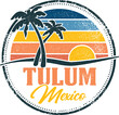 Tulum, Mexico, Vintage Travel Stamp Design