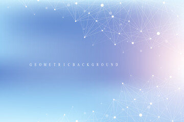 Fototapete - Vector illustration connections of lines and points banner template for technology.