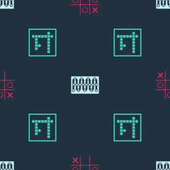 Poster - Set Tic tac toe game, Board and Bingo on seamless pattern. Vector