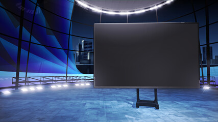 Wall Mural - tv show backdrop with a big screen. ideal for live events, keynotes or adverts. a 3d rendering, suit