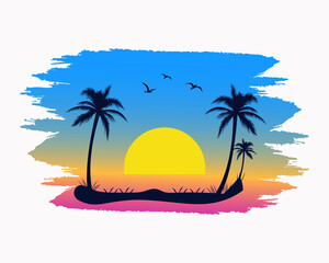 Summer Background, t-shirt, summer t-shirt design, Illustration, Vector graphics .