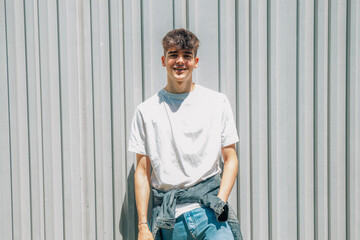 Poster - casual style teen boy on the street