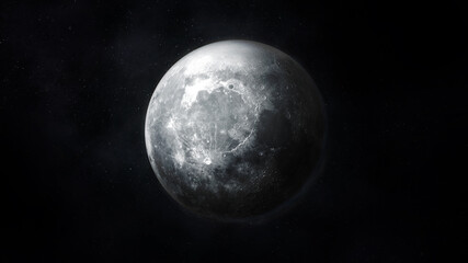 Wall Mural - Detailed dark gray image of the moon in space.