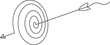 Continuous one line drawing of arrow on target circle.
