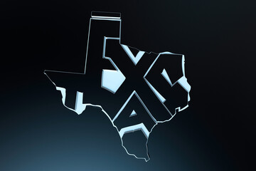 Wall Mural - 3d geographic texas map metal lettering render