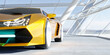 Closeup non-existent brand-less generic concept yellow sport car