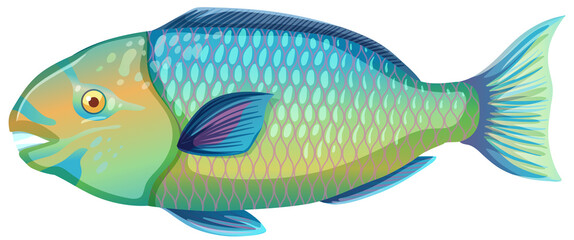 Wall Mural - parrotfish in cartoon style isolated on white background