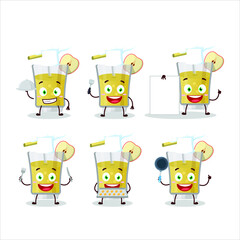 Canvas Print - Cartoon character of fresh apple juice with various chef emoticons. Vector illustration