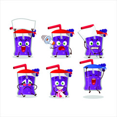 Canvas Print - Mascot design style of grapes juice character as an attractive supporter. Vector illustration