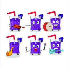 Poster - Cartoon character of grapes juice playing some musical instruments. Vector illustration