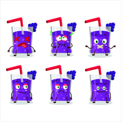 Sticker - Grapes juice cartoon character with nope expression. Vector illustration