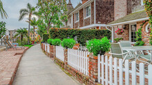Pano Beautiful Homes Along Pathway And Canal In Picturesque Long Beach California