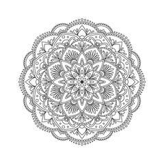 Mandala isolated on white background. Vintage decorative elements. Islam, Arabic, Indian, moroccan, ottoman motifs. Outline hand drawn. Vector illustration