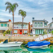 Square Long Beach California resort like landscape with canal and waterfront houses