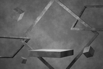 Wall Mural - product display design with cement texture. 3d rendering.