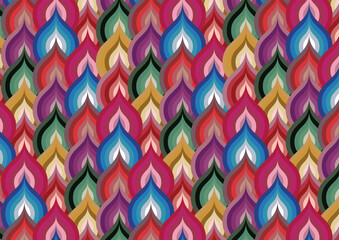Wall Mural - linear vector pattern, repeating abstract floral, colorful of leaf or flower, floral. graphic clean 