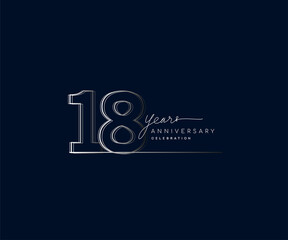 18th years anniversary celebration logotype with linked number. Simple and modern design, vector design for anniversary celebration.