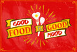 Good food is good mood quote card hand drawn lettering poster