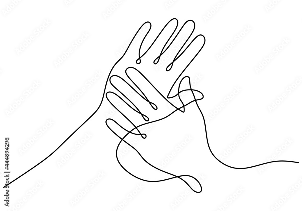 Continuous one line drawing hands woman and man holding together. The ...