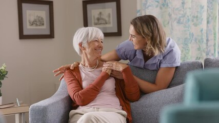 Wall Mural - Happy senior woman with daughter