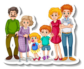 Canvas Print - A sticker template with big family members cartoon character