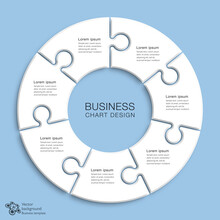Business Chart Design. 7 Division, Jigsaw Graph Pattern.	