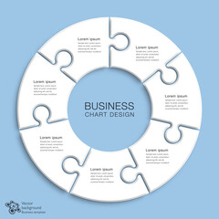 Wall Mural - Business chart design. 7 division, jigsaw graph pattern.	