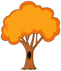 Sticker - Tree with tree hole cartoon style isolated on white background