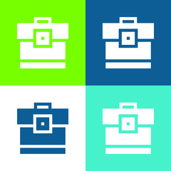 Briefcase Flat four color minimal icon set