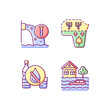 © IMG visuals icons - Water stress RGB color icons set. Isolated vector illustrations. Desert expansion. Urban runoff management. Lacking drinking water. Water-related disaster simple filled line drawings collection
