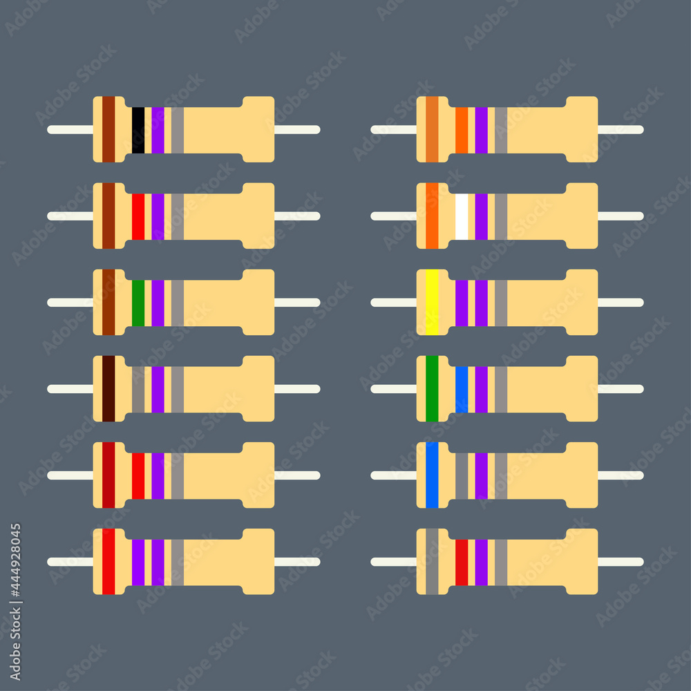 vector set of resistors with color , electronic component resistor icon ...