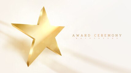 gold star shaped, light sparkle luxury effect background, award ceremony scene concept. vector illus