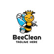 © VectorCafe - Friendly Bee Cleaning Logo