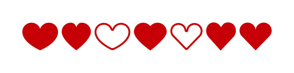 Wall Mural - red heart. heart. red hearts icons collection, isolated. vector illustration