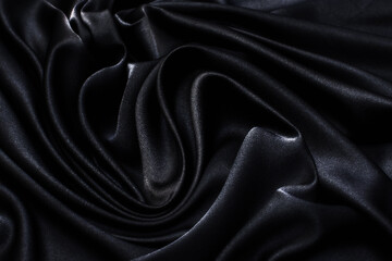 Wall Mural - Texture, background, pattern. Black Rayon Fabric for tailoring.