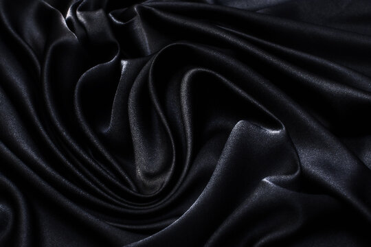 Wall Mural -  - Texture, background, pattern. Black Rayon Fabric for tailoring.