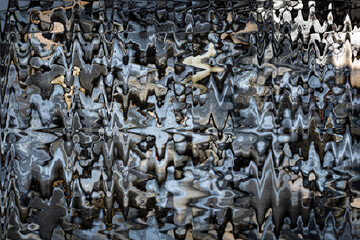 Wall Mural - Grey and blue tone rippled oil paint wave form, brightness ranged from lightness to darkness tones with reflection. Abstract in shape, form, content and meaning. Beautiful and inspirational indeed.