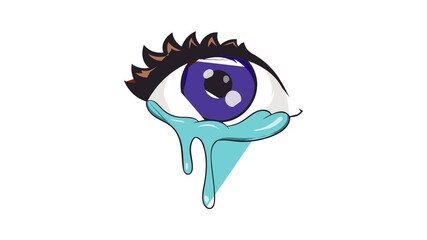 Sticker - Crying eyes icon animation cartoon best object isolated on white background