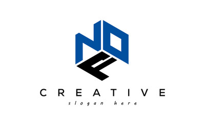 NOF three letters creative logo with hexagon