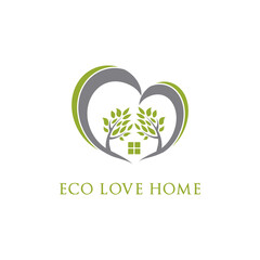 Sticker - Eco Love Home Logo vector