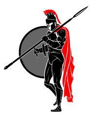 Wall Mural - Spartan Warrior Stance with Spear and Shield