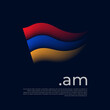 © valerybrozhinsky - Armenia flag. Stripes colors of the armenian flag on a dark background. Vector stylized design national poster with am domain, place for text. State patriotic banner of armenia, cover