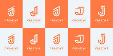 Set Of Creative Abstract Monogram Letter J Logo Design Collection.