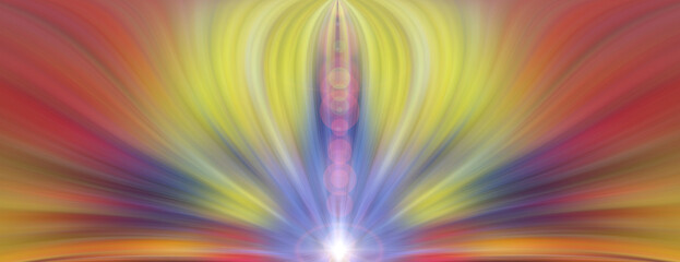 Wall Mural - Abstract red yellow and green blue colors fantasy background. Energy flower. Place for text.