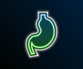 Wall Mural - Glowing neon line Human stomach icon isolated on black background. Colorful outline concept. Vector